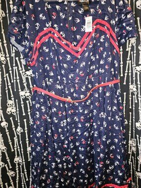NWT! Retro Chic X Torrid sailor print S/S Dress W/ Built-in Tulle-Size 28/5X